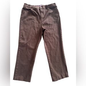 Gloria Vanderbilt Amanda Jeans 14 Brown Denim Straight Leg High Rise